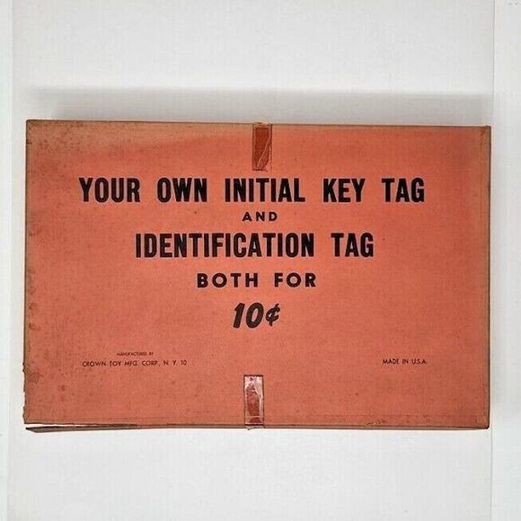 Vintage Crown Toy MFG Corp Initial Identification Key Tag Display Box Empty U127 - Picture 8 of 9
